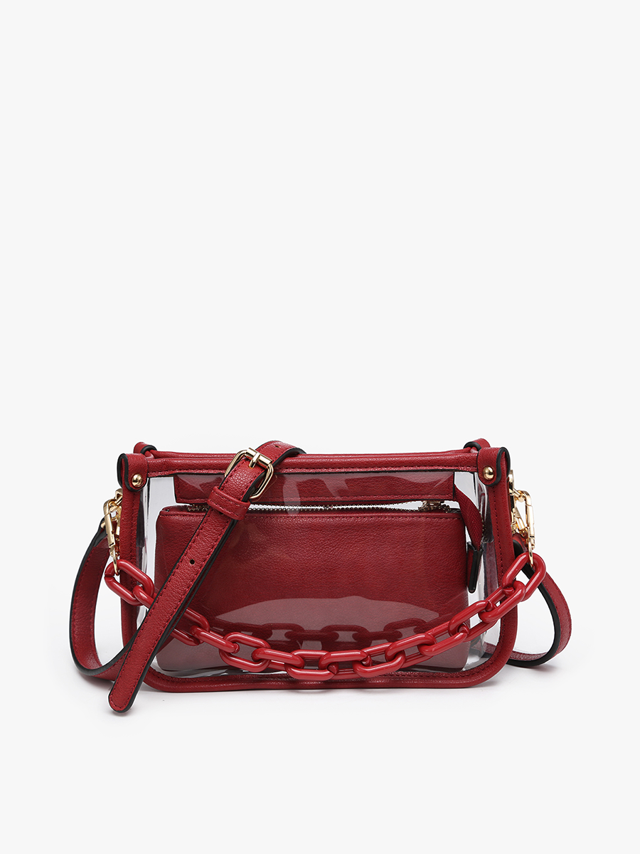 Taupe Jessica Clear Crossbody w/ Chain