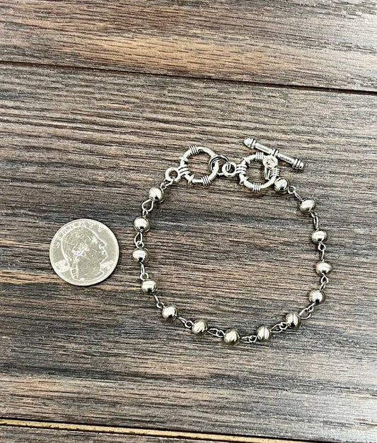 Bracelet - Silver Western Bead Adjustable
