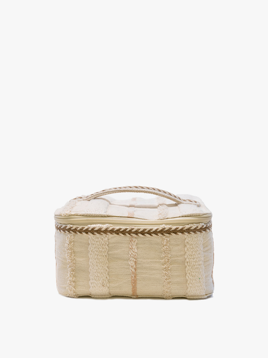 Beige/White Fiona Cotton Cosmetic Case