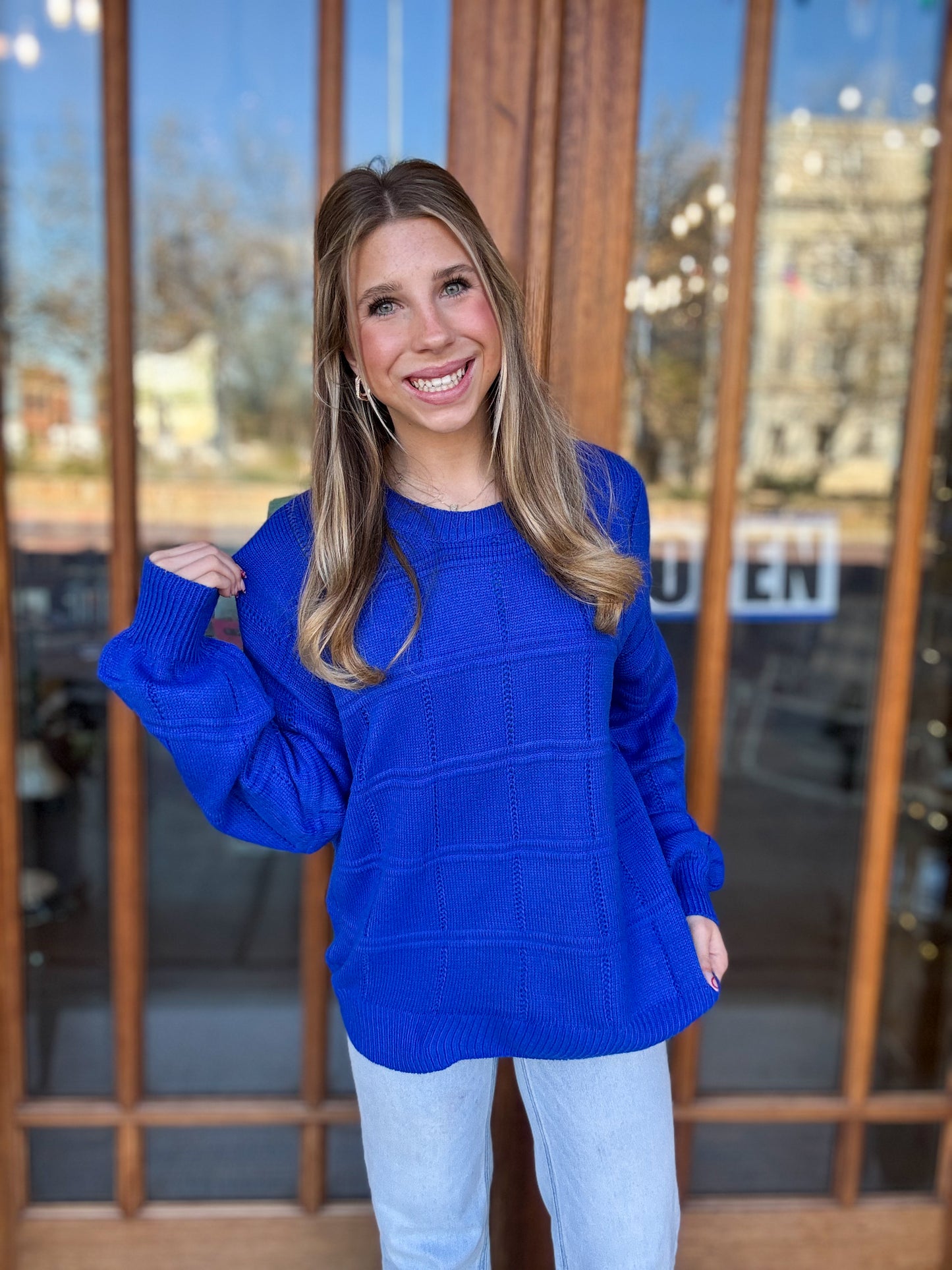 Crew Neck Blue Sweater