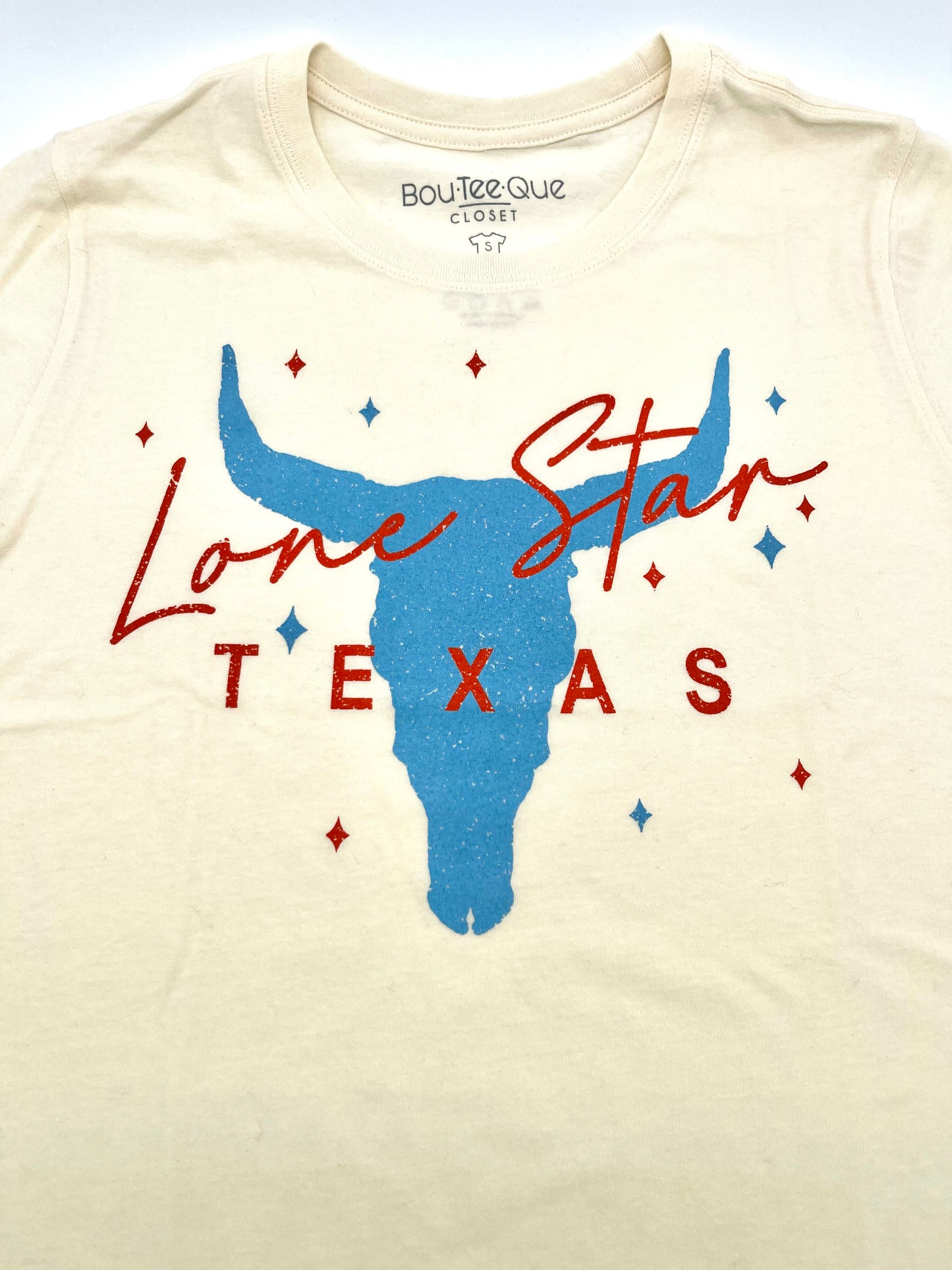 Tops | Tee Lone Star Texas with Blue Steer Skull