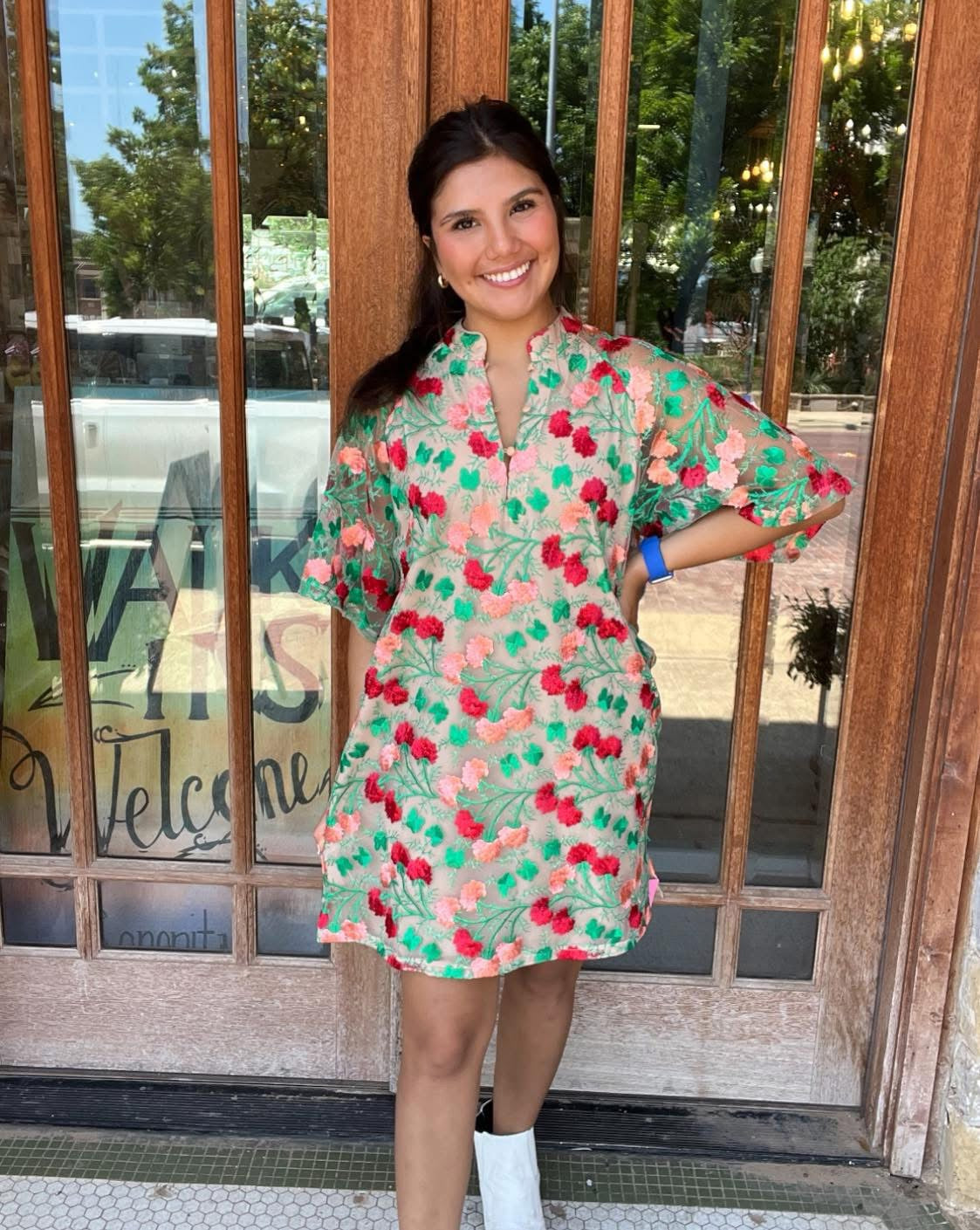Dresses | Buddy Love Mini Coral Flowered Lined Dress