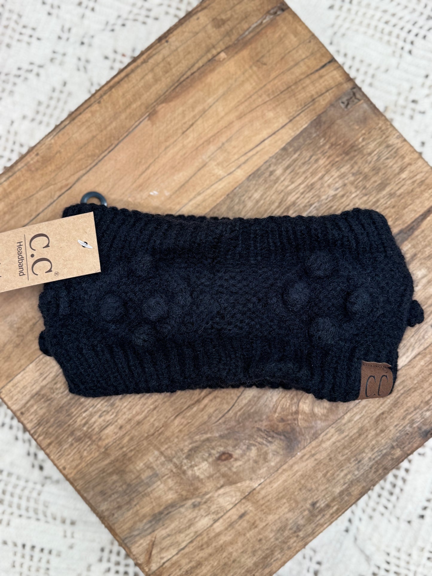 Accessories | C.C Knit Bobble Headband Black