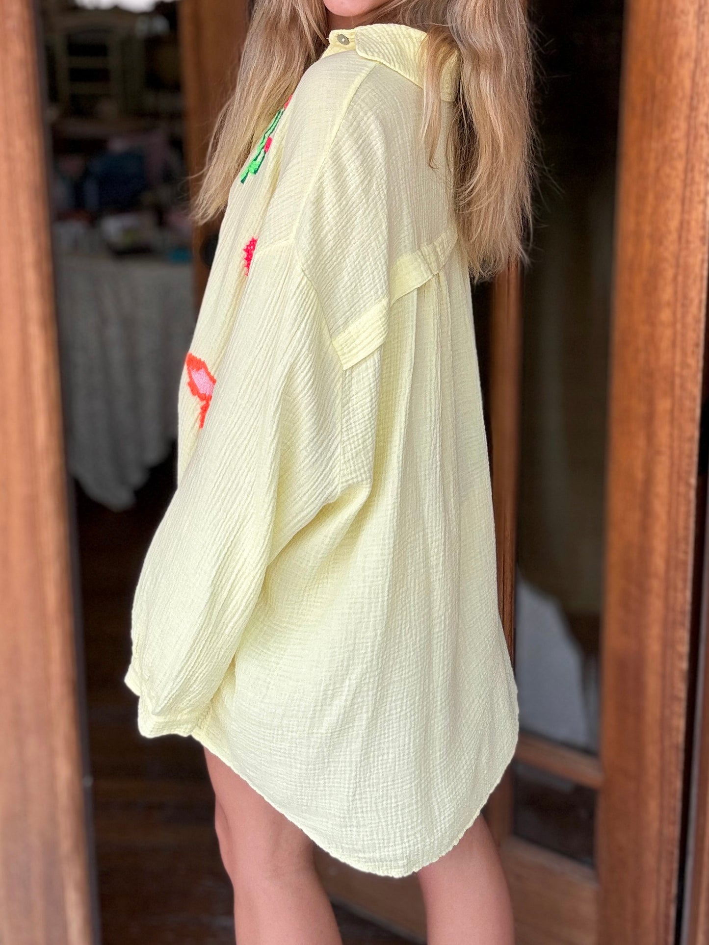 Top - Yellow Butterfly Cactus Long sleeve