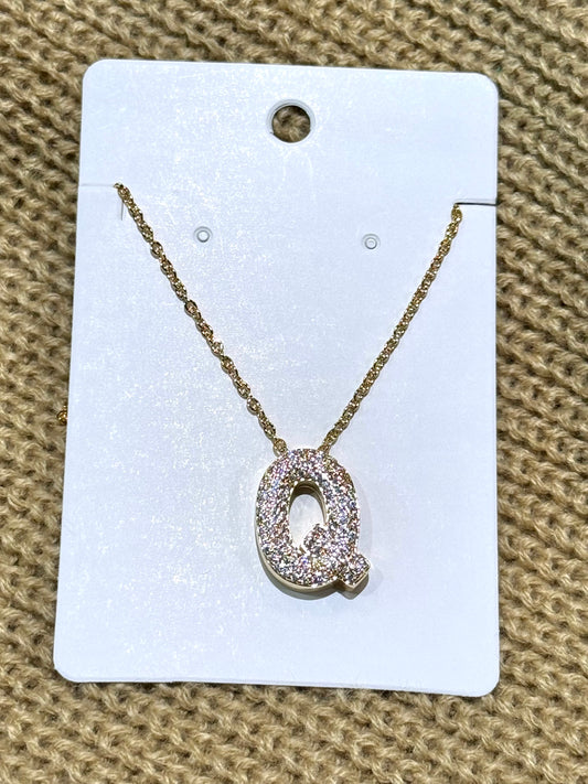 Jewelry | Necklaces Gold Rhinestone Letter Pendant