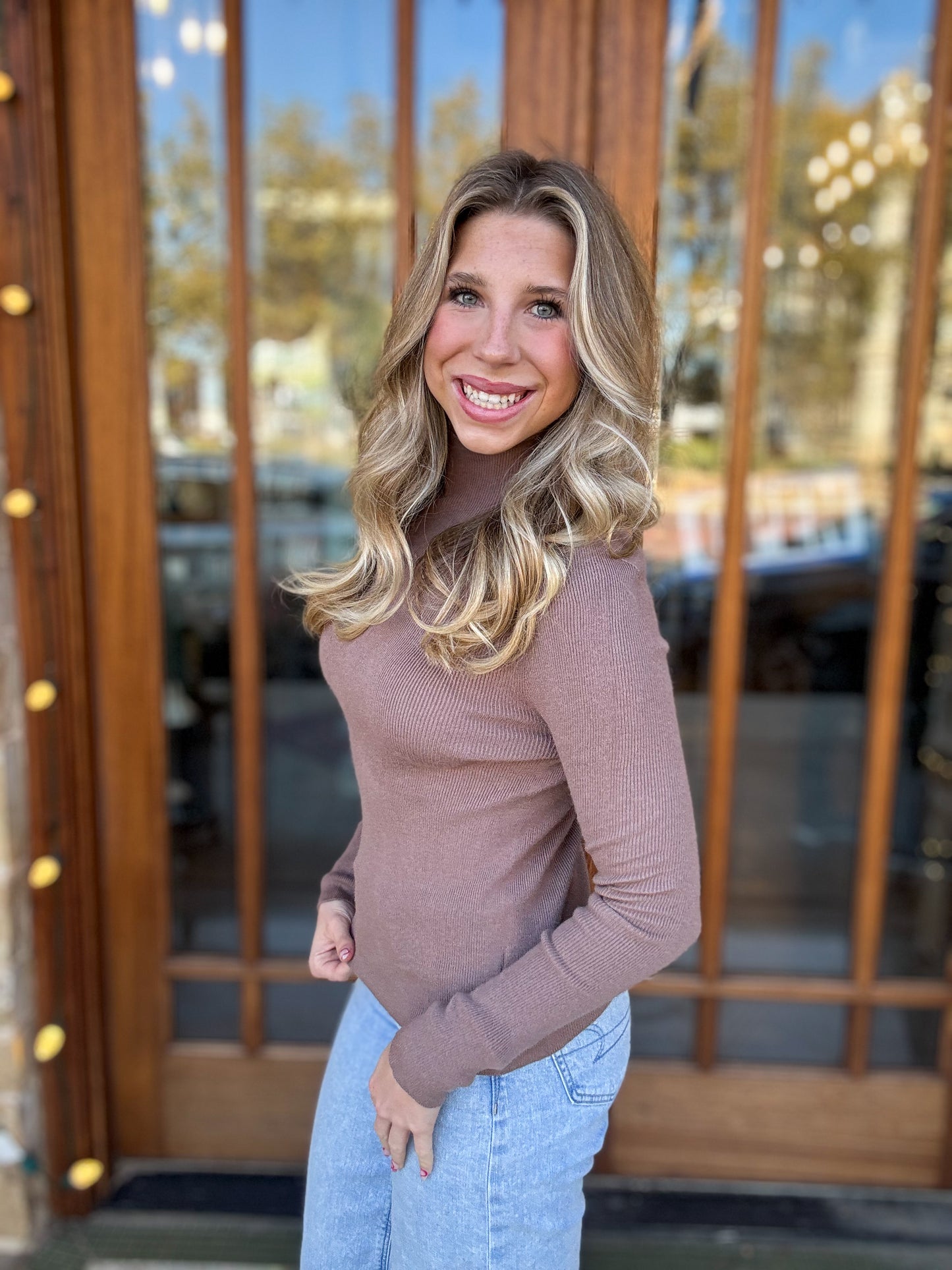 Ribbed Knit Mocha Sweater