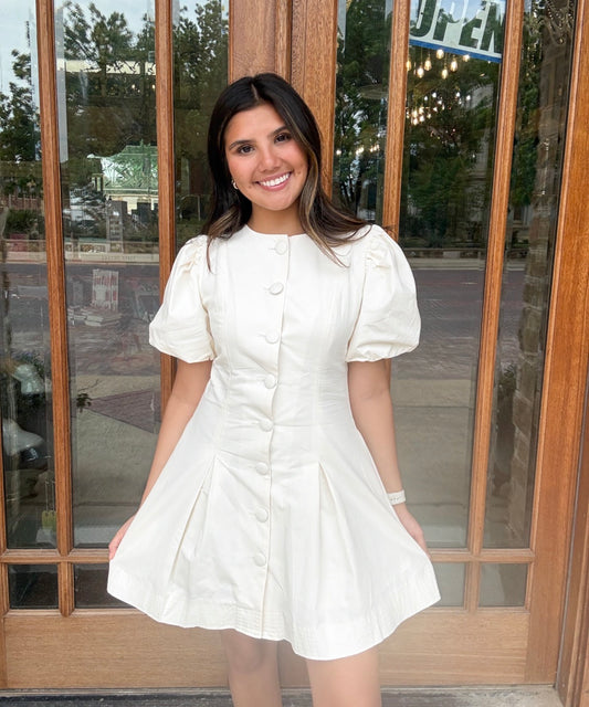 Dress - Puff Sleeve Button Down