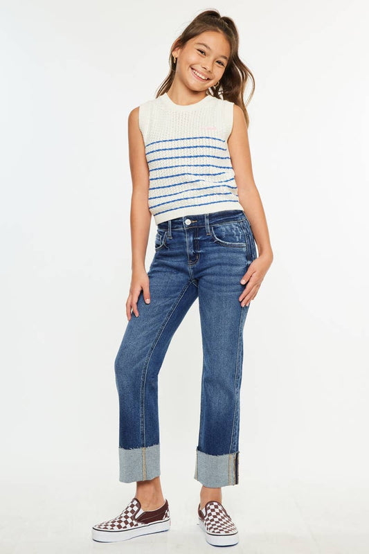 Girls | KanCan Jeans Youth Mid Rise Crop Striaght