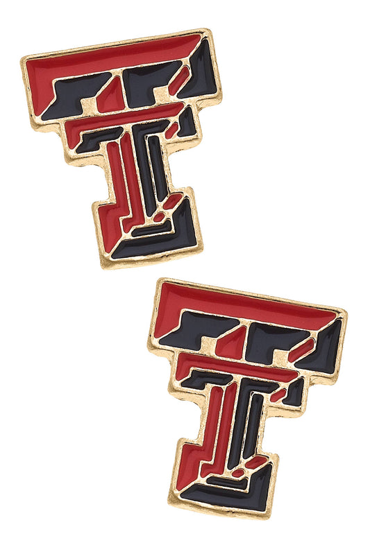 Stud Earrings - Texas Tech Enamel Logo