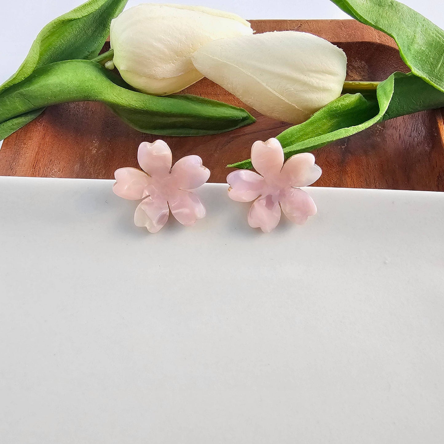 Jewelry | Earrings Hypoallergenic Stainless Posts Blossom Pink Acrylic