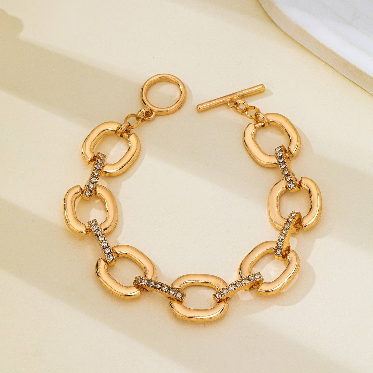 Bracelet - Crystal Glass Pave Bar Link Chain