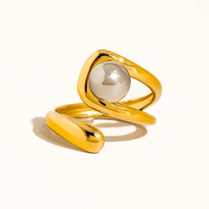 Jewelry | Ring Gold Band with Silver Ball