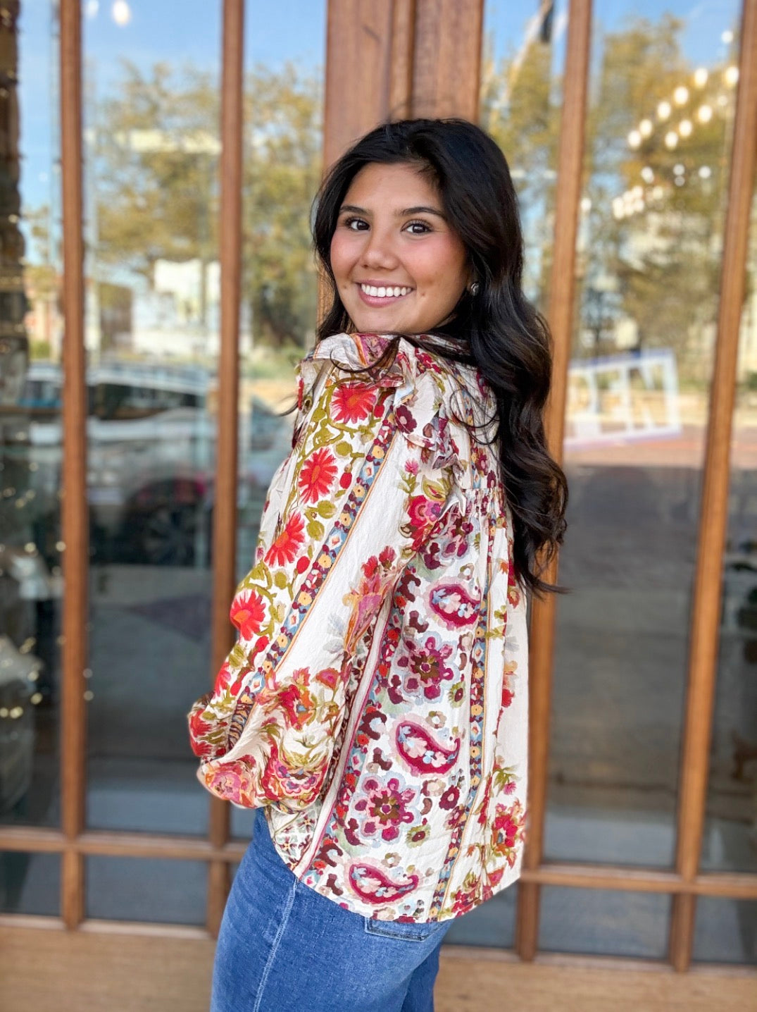 Floral Printed Peasant Blouse