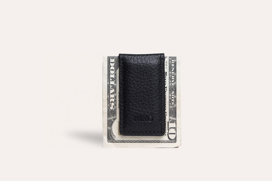 Mens Accessories | Kiko Money Clip Black Leather Magnetic