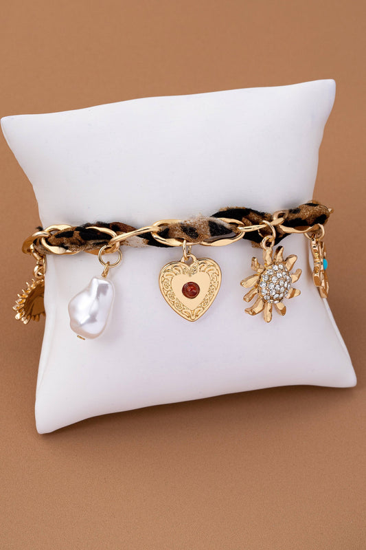 Cross Heart Scarf Charm Bracelet