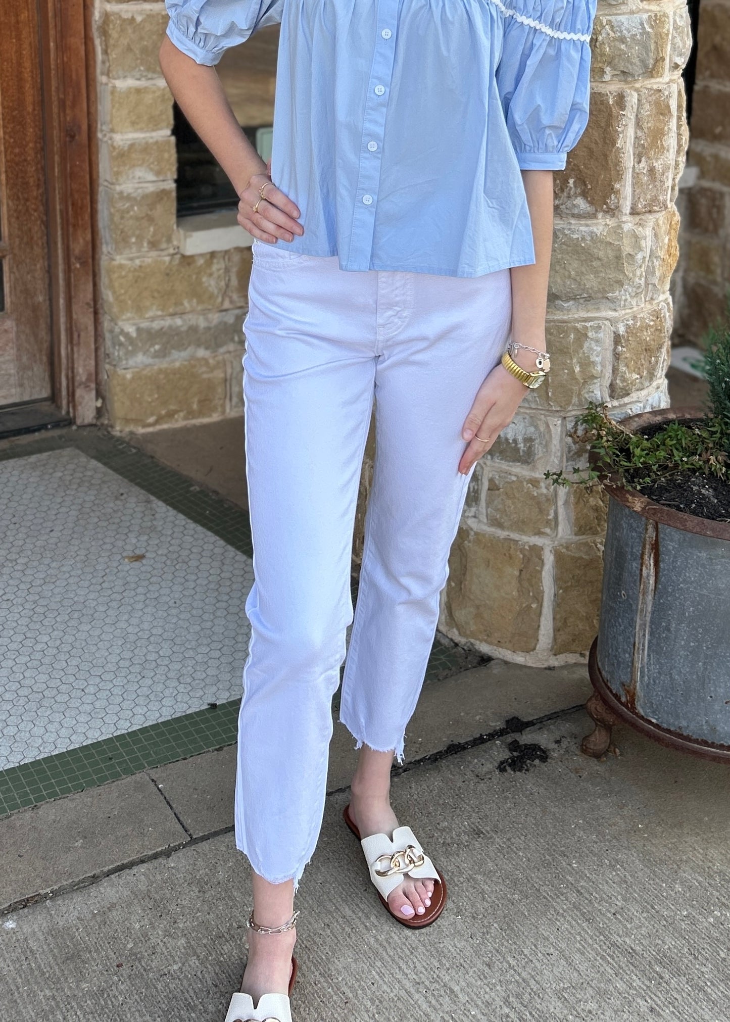 KanCan White High Rise Straight Fit Leg Jeans