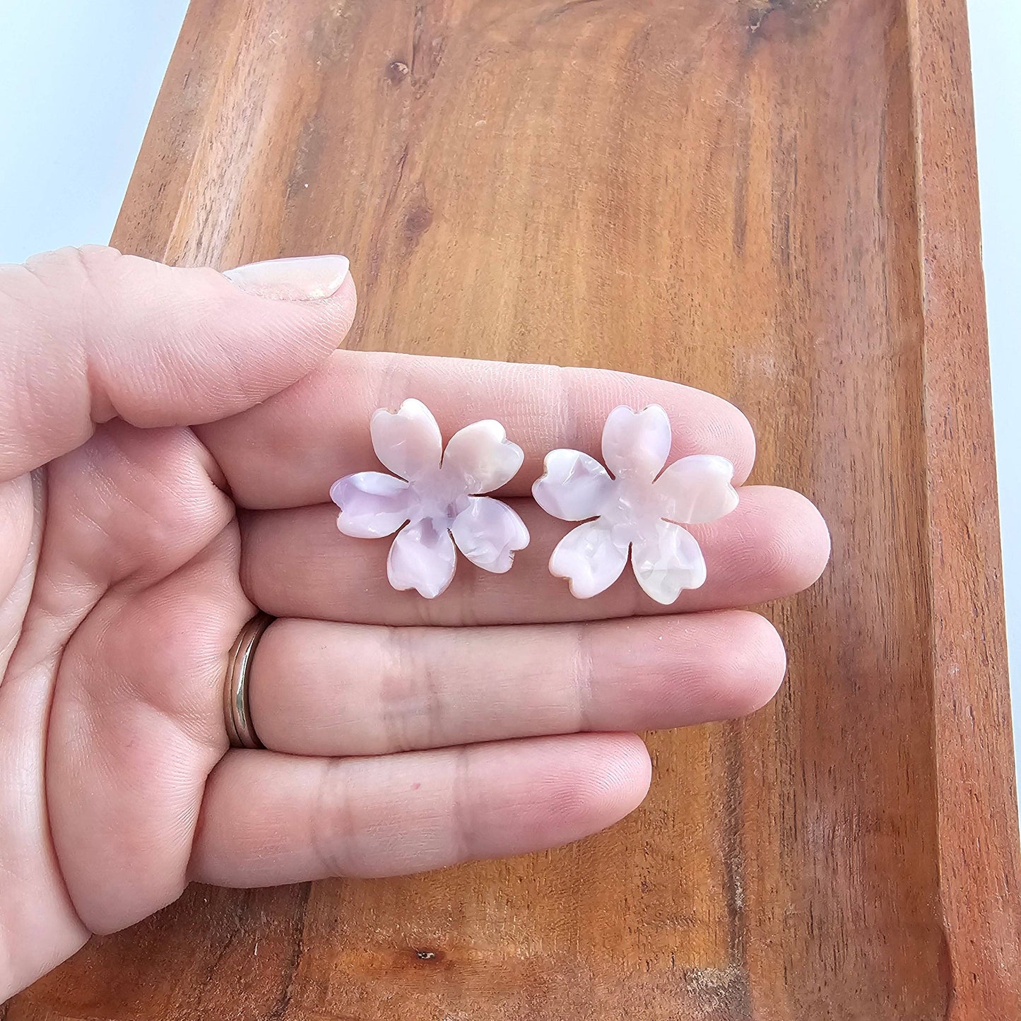 Jewelry | Earrings Hypoallergenic Stainless Posts Blossom Pink Acrylic