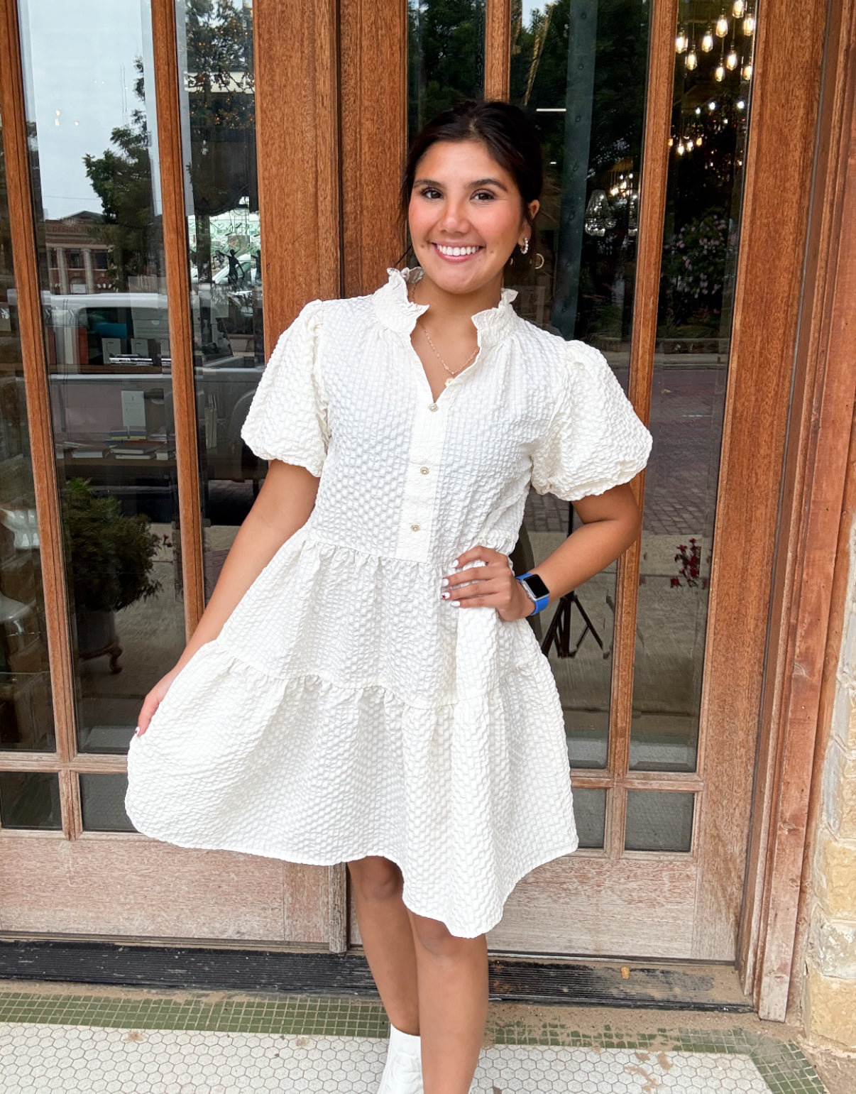 Dresses | Mini Dress Ivory Puff Sleeve