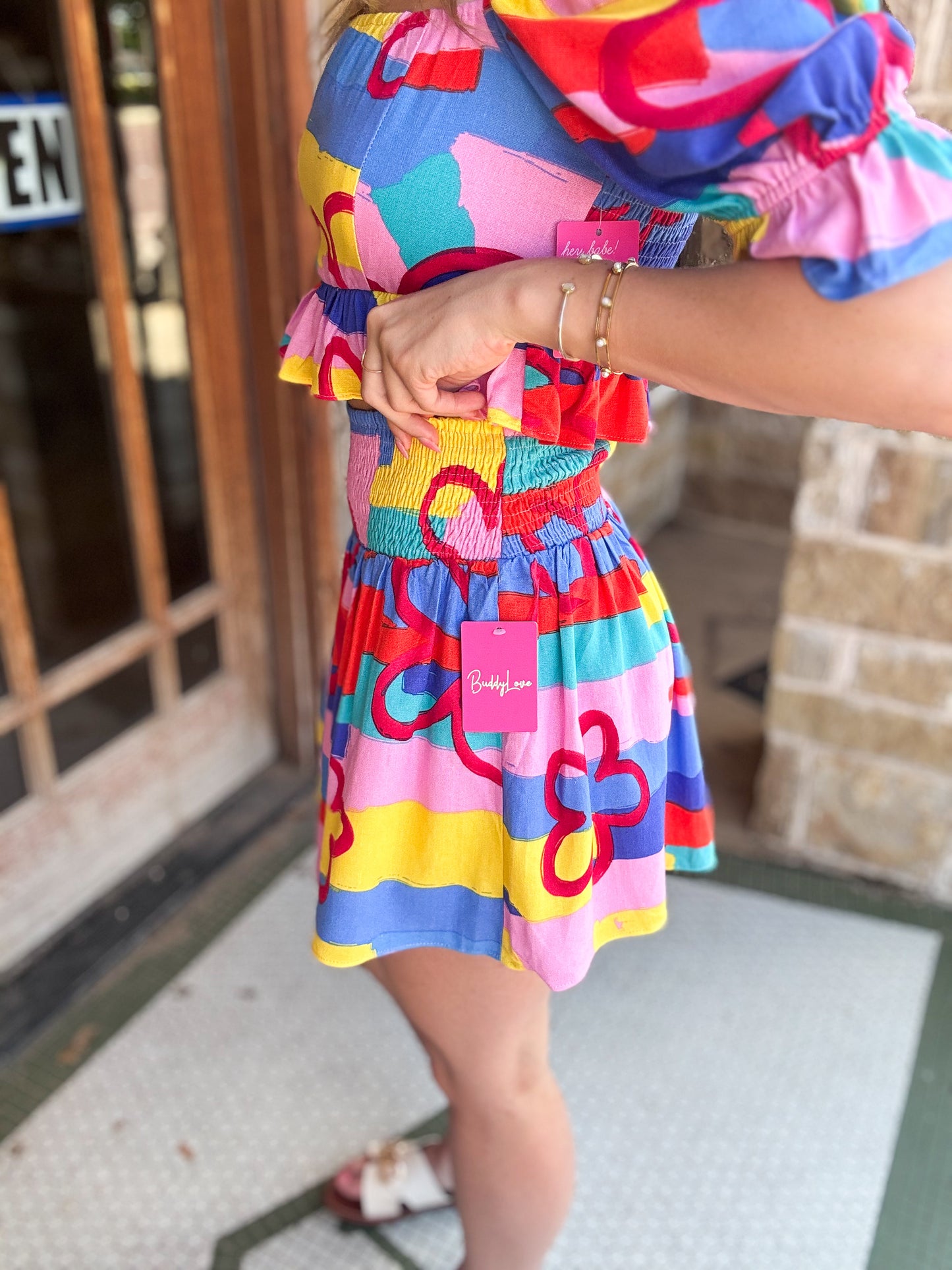Sets | Buddy Love Crop Top/Mini Skirt Bright Floral Salsa Keeping It Casual