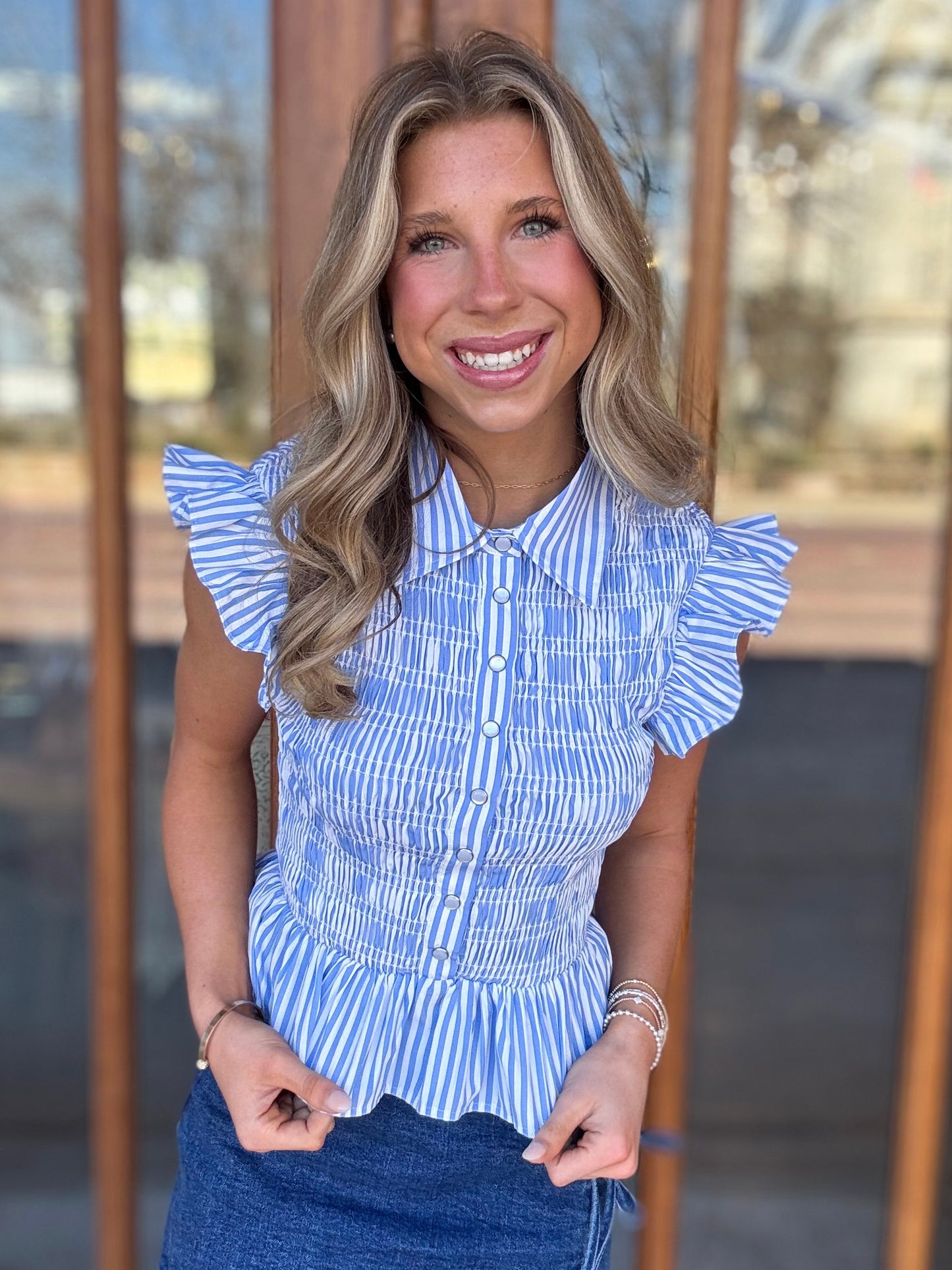 Seaside Stripe Woven Top