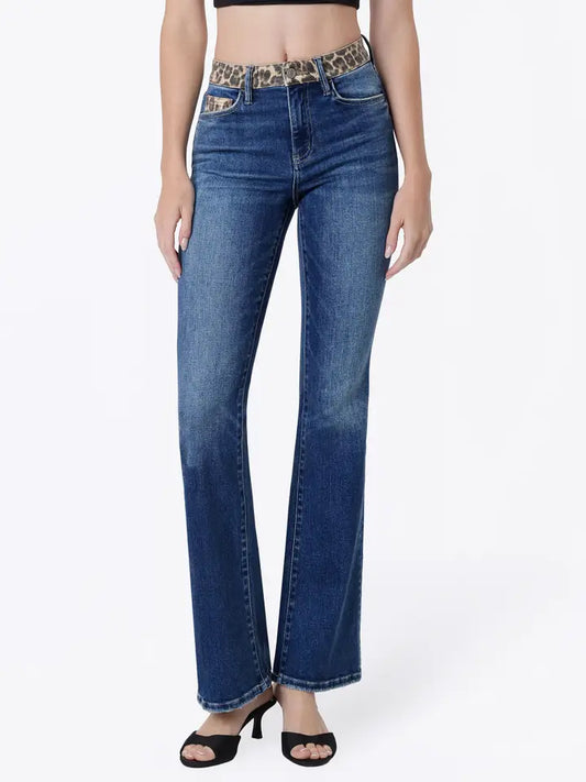 Jeans - Vervet High Rise Leopard Waistband