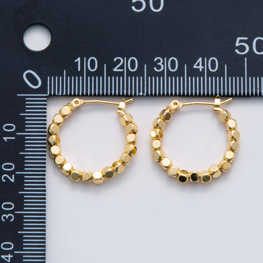 Jewelry | Earrings 24K Gold Filled 22.5mm Cube Bead Latch Hoop