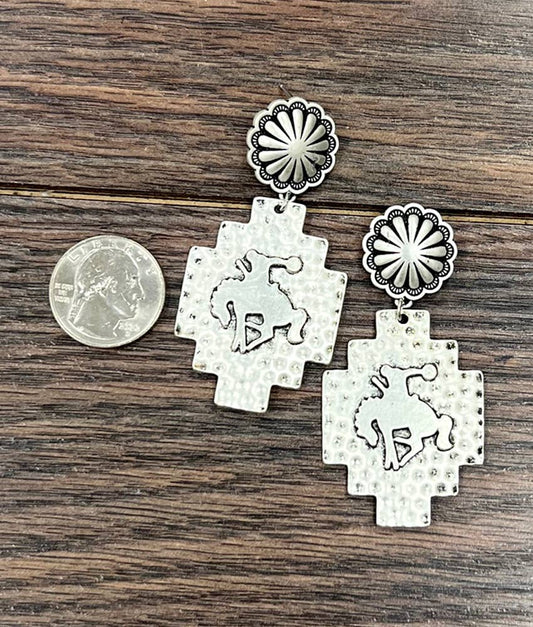 Earrings - Western Bronc Post