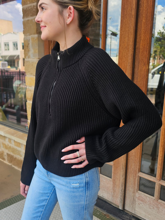 Tops | Sweater Half-Zip Black