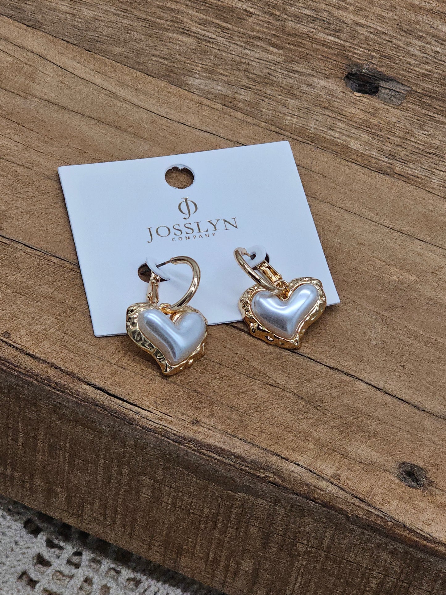 Gold Puffy Heart Drop Earrings