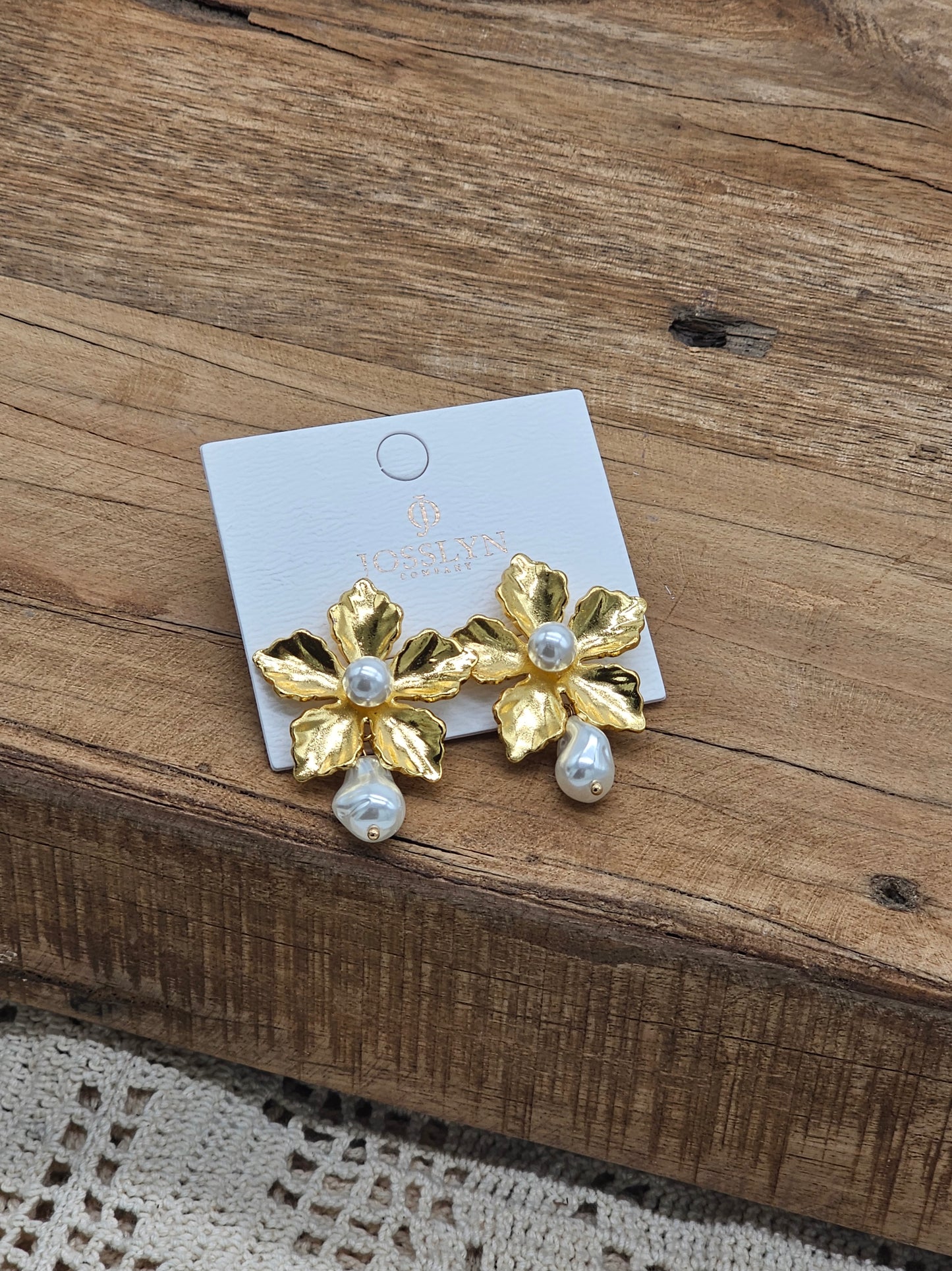 Flower Pearl Post Earrings