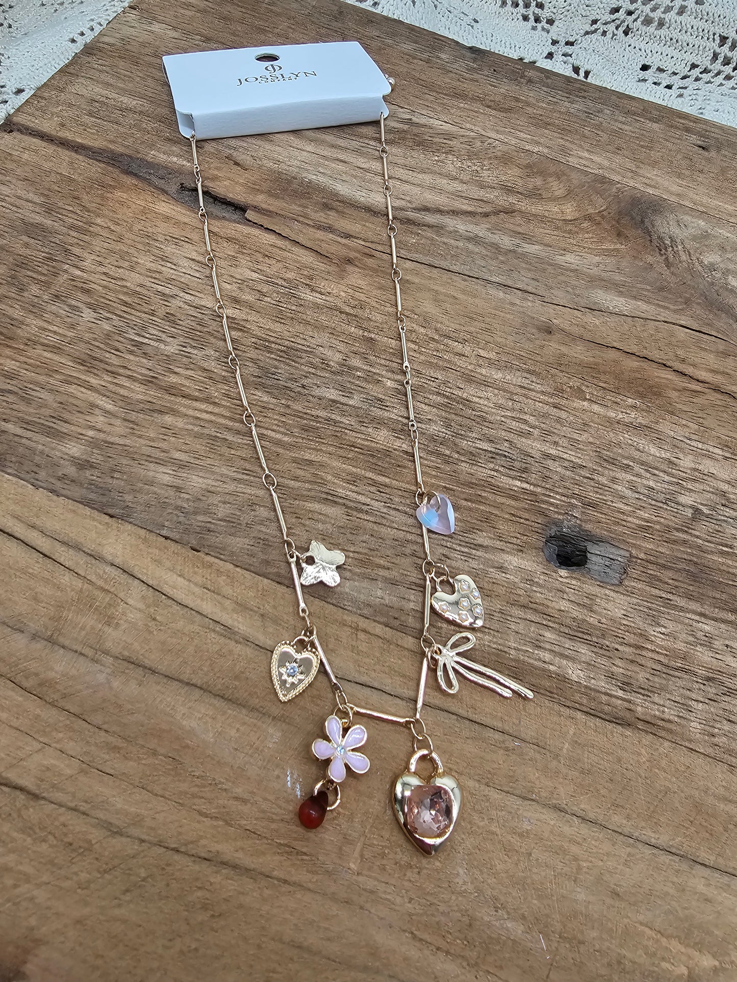 Heart Charm Butterfly Necklace