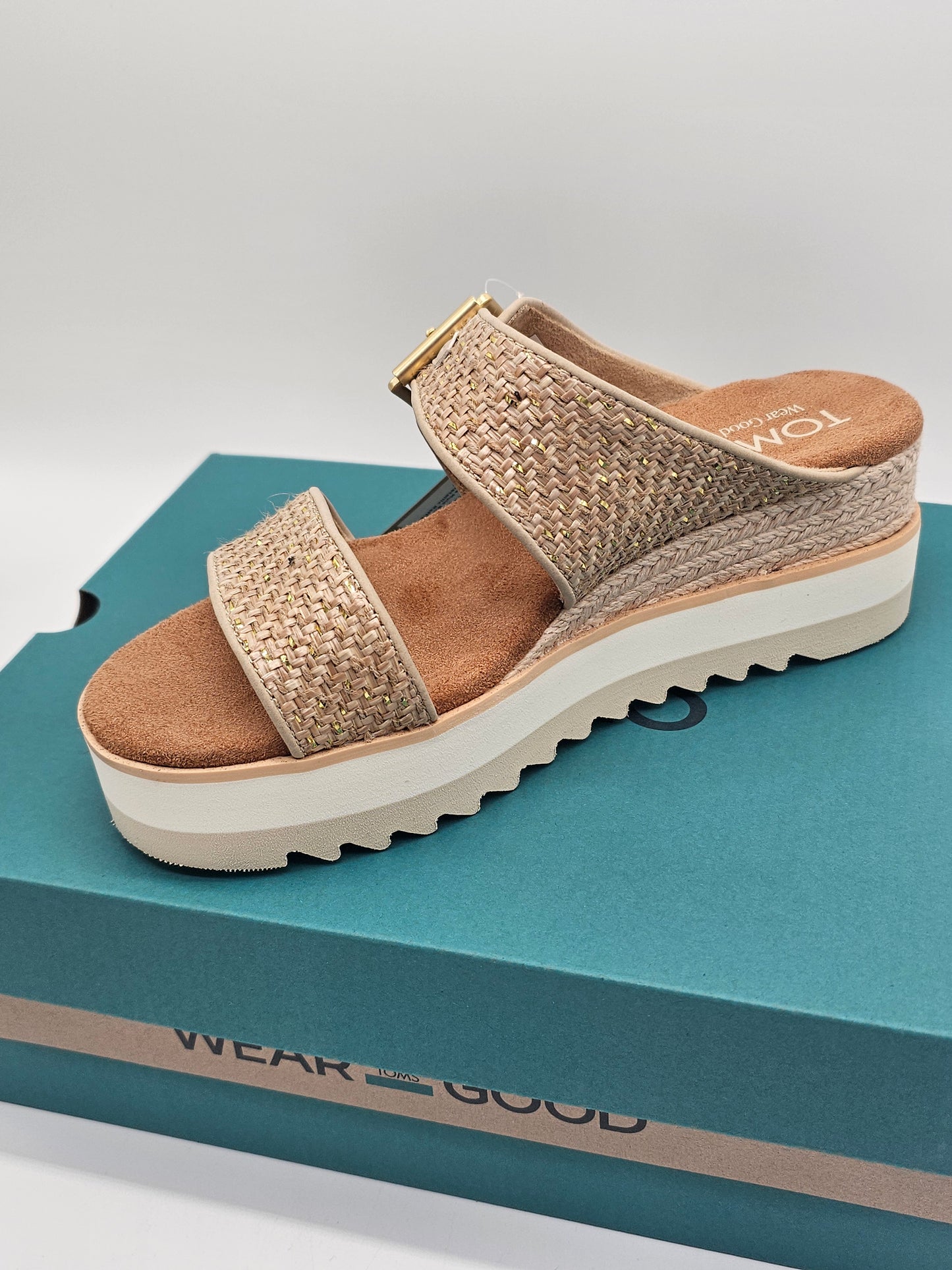 Sandals - Toms Oatmeal Metallic Diana Mule