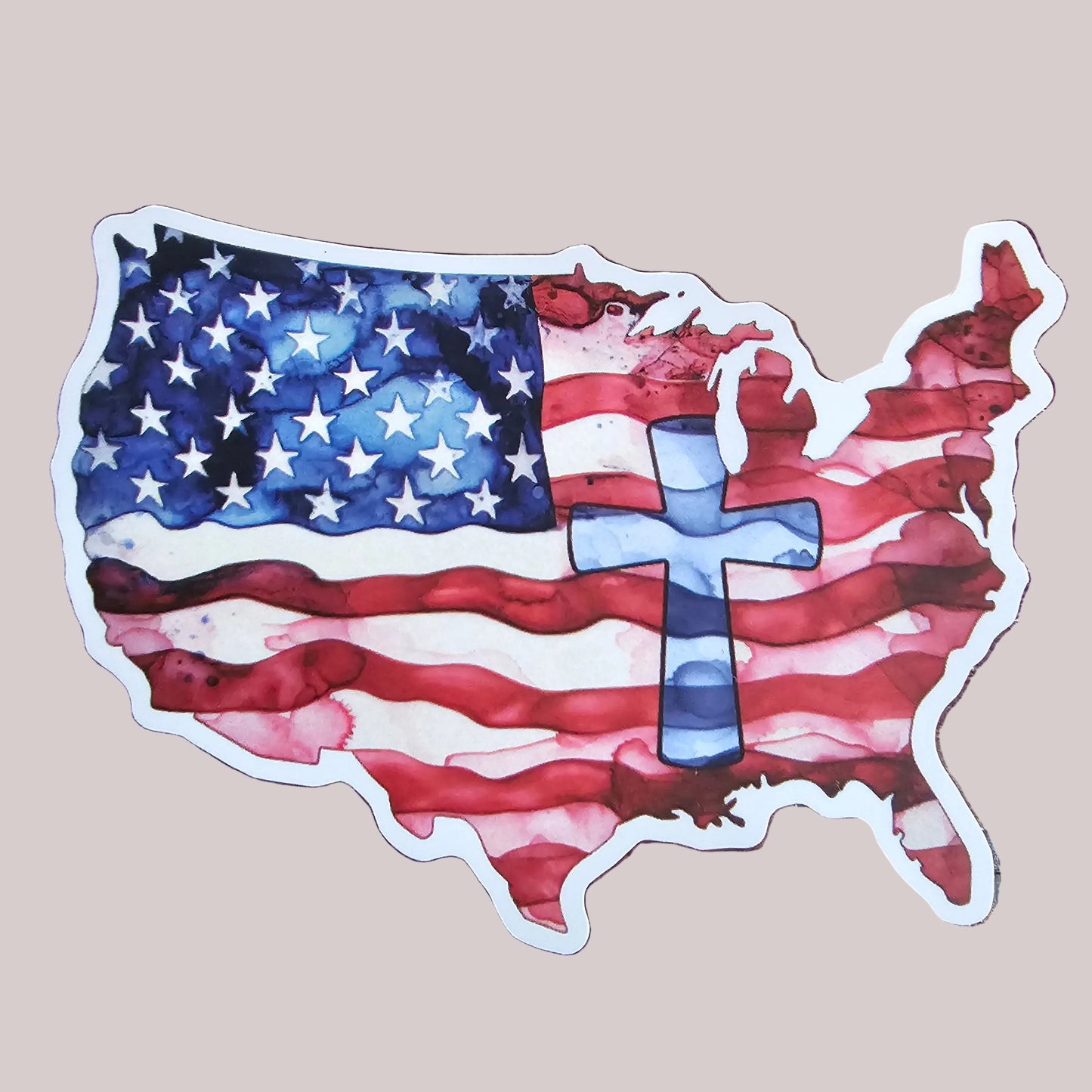 Sticker - American Flag & Cross