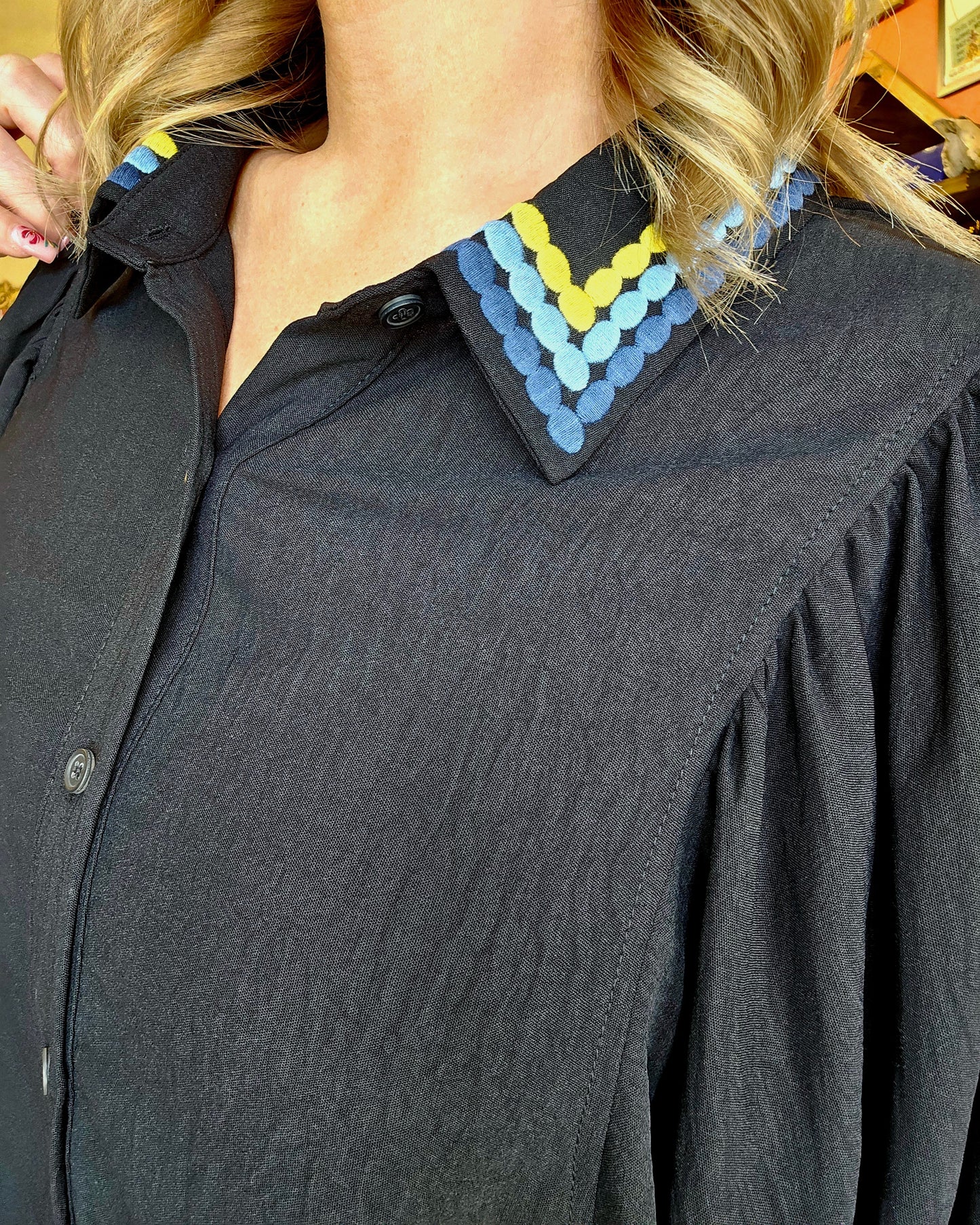 Blouse - Midnight Trim Button Front
