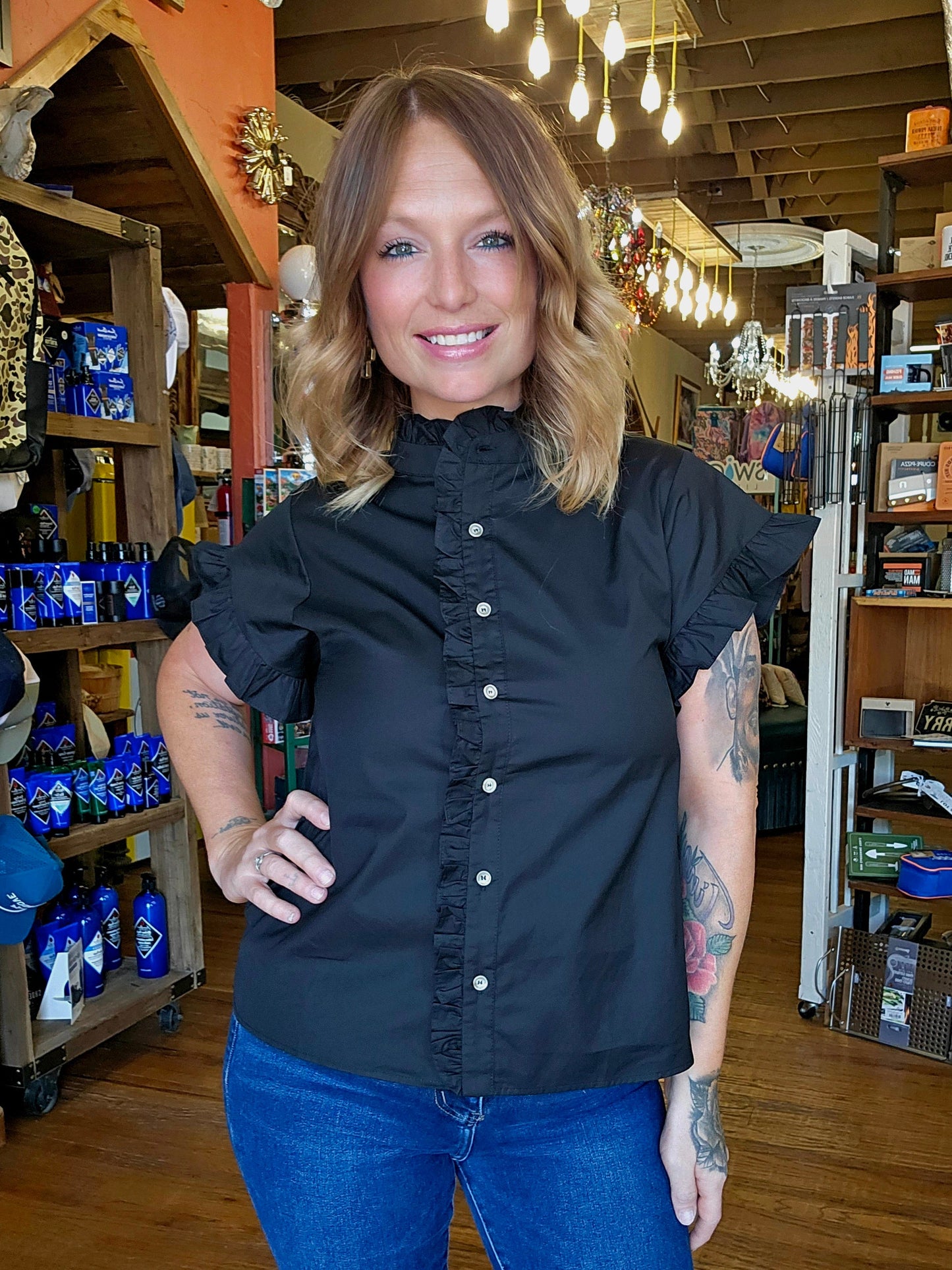 Blouse - Jodifl Harper Black Button Up