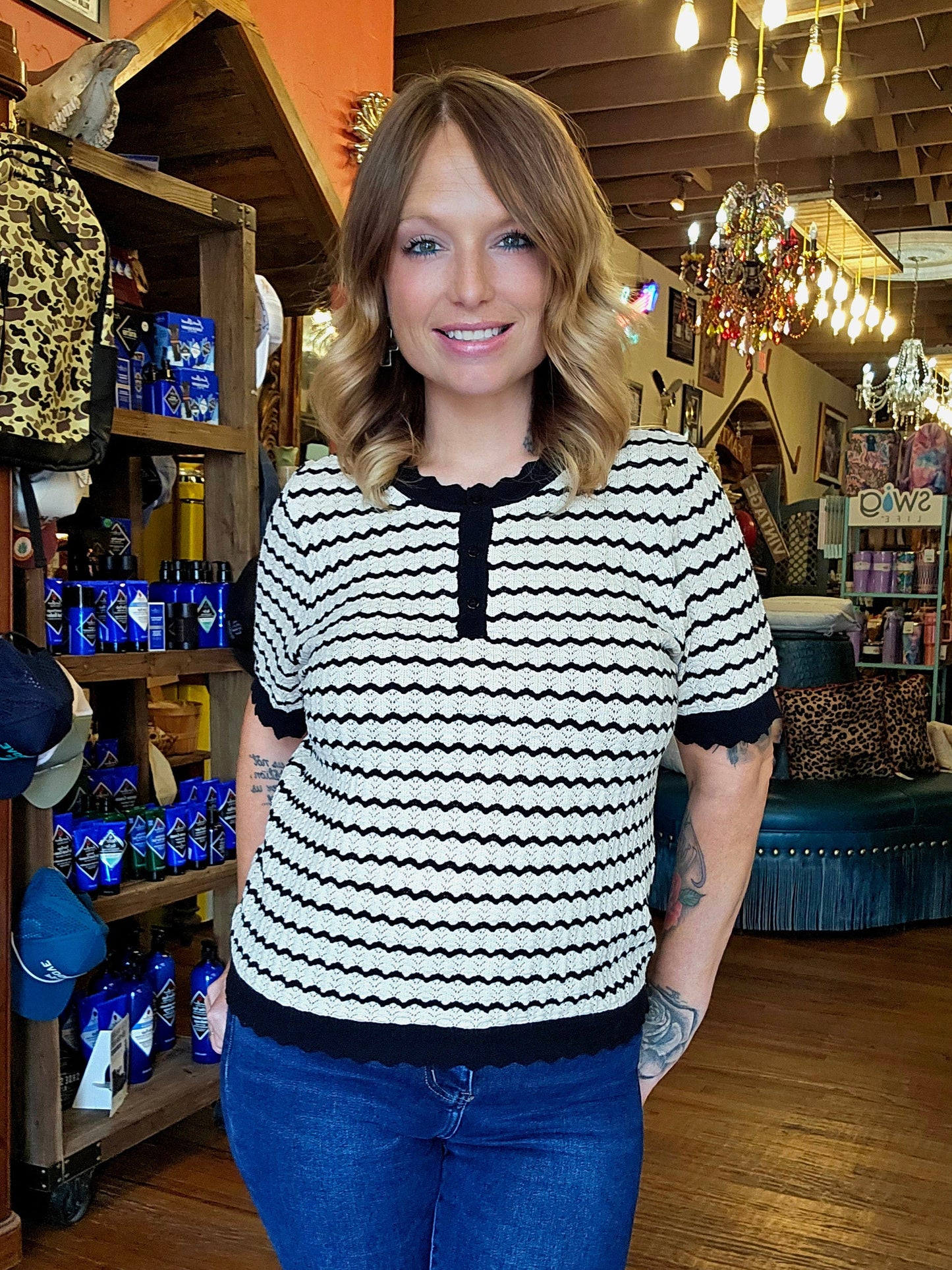 Blouse - Jodifl Textured Knit Henley