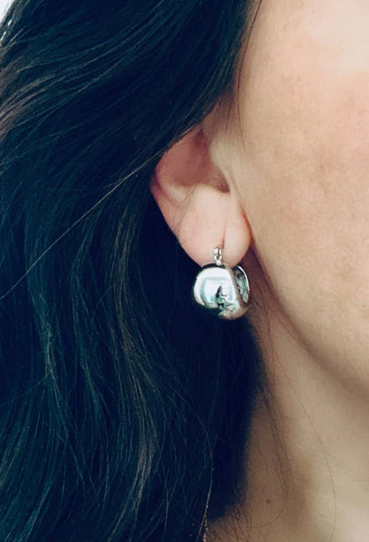 Earrings - Silver Rhodium Chunky Hoop