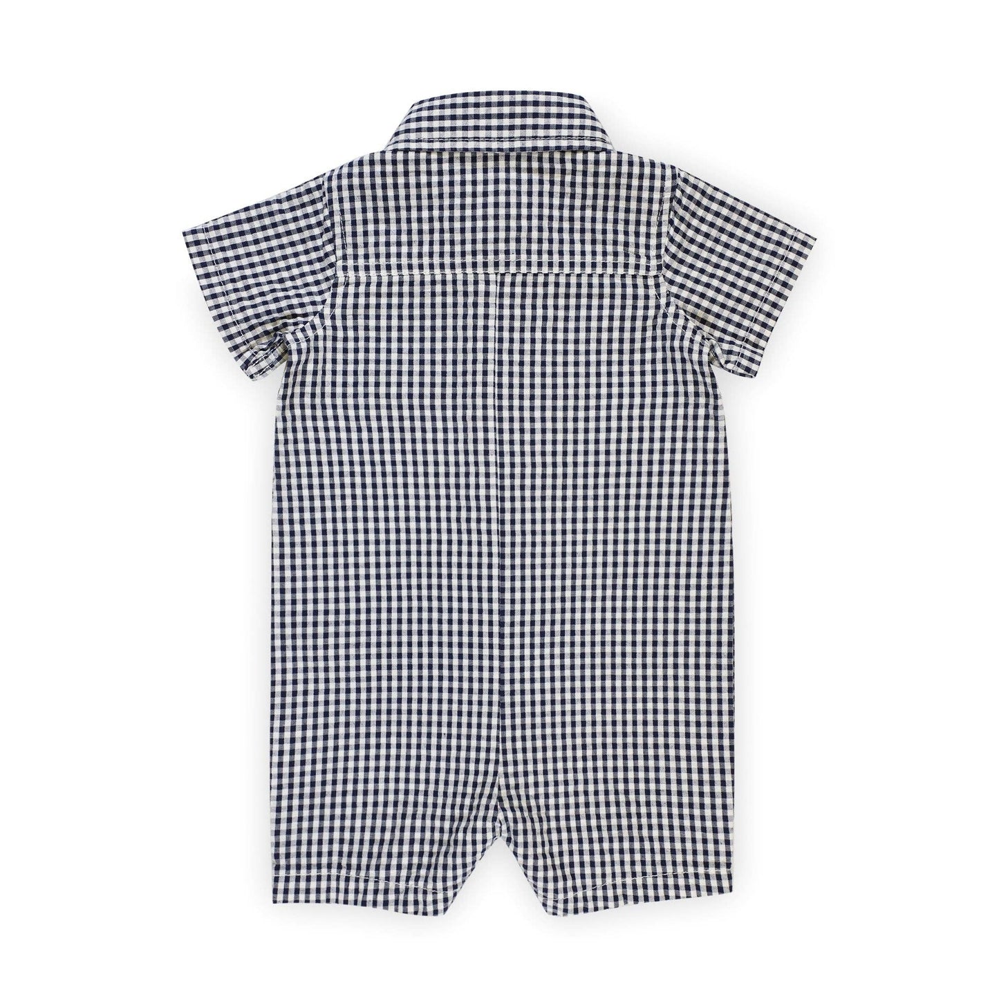 Navy Gingham Romper