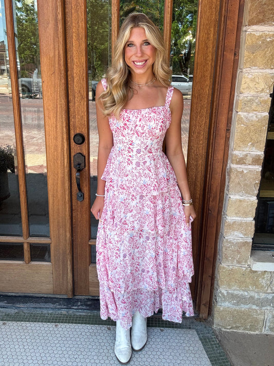 Dress - Pink Floral Maxi