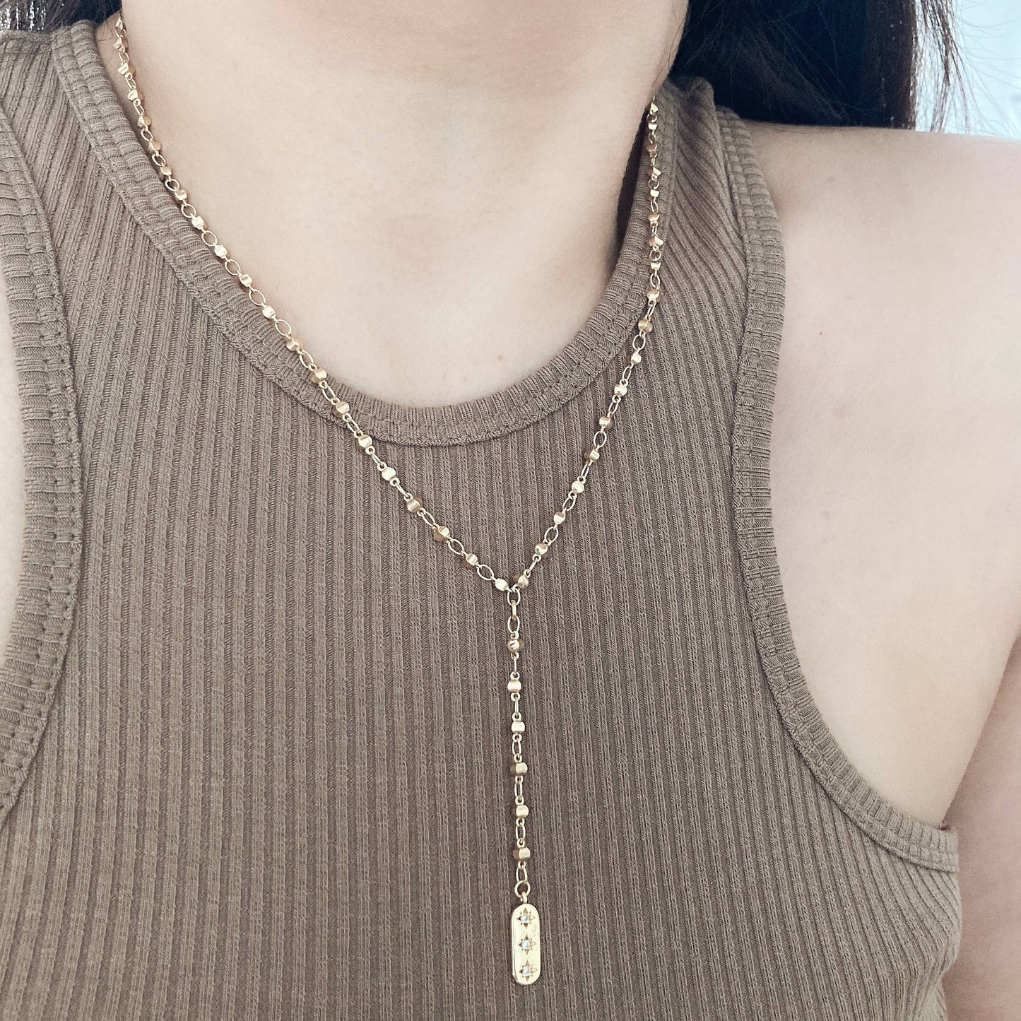 Necklace - Lariat Rosary Beaded Pendant