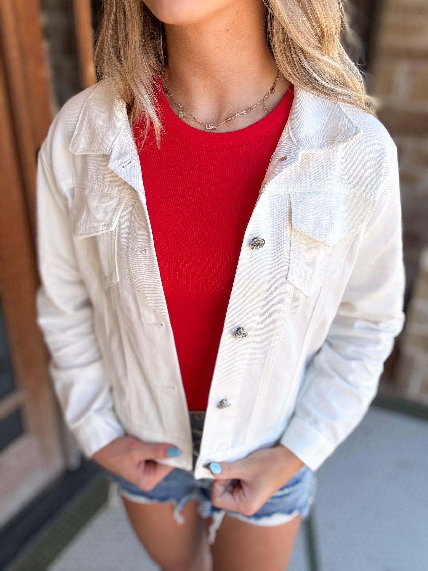 Jacket | White Denim Over-sized Lightweight Vintage