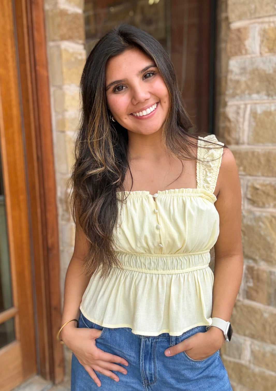 Blouse - Sunny Days Ruffle Strap