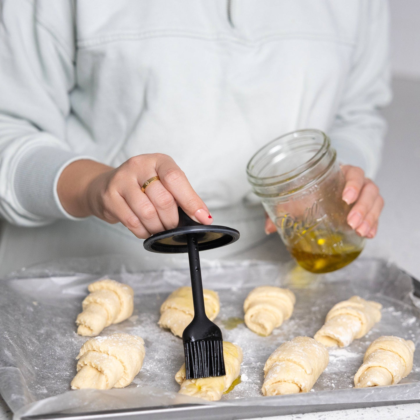 Housewares | Jar With Silicone Black Basting Brush Lid For Wide Mouth