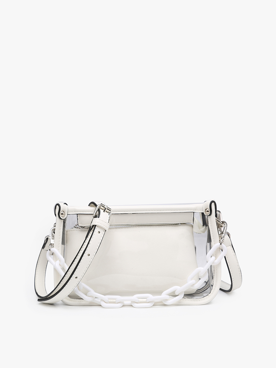 Taupe Jessica Clear Crossbody w/ Chain