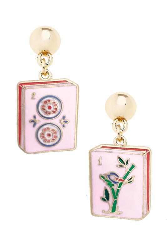Jewelry | Earrings Mahjong Tile Enamel in Light Pink