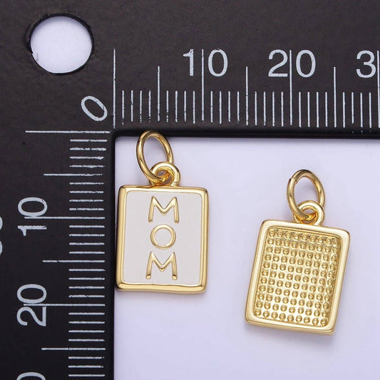 Jewelry | Charm 24K Gold Filled "MOM" White Enamel Tag