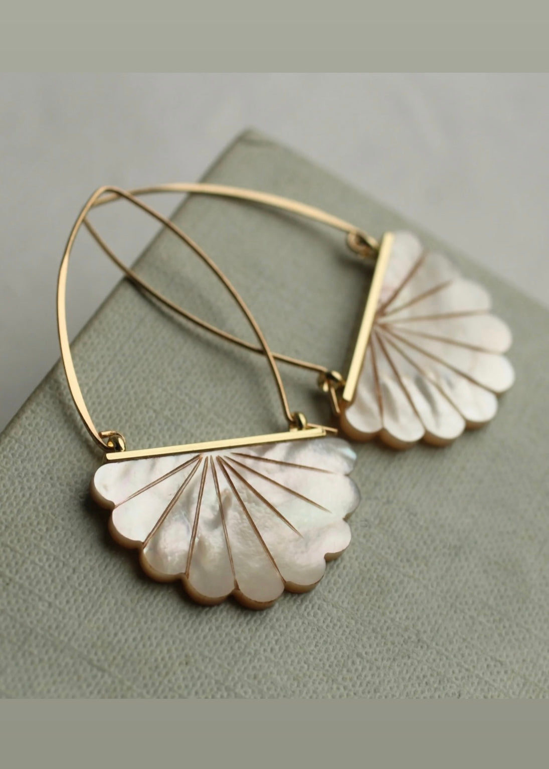 Earrings | Mother of Pearl Art Deco Hoop Earrings