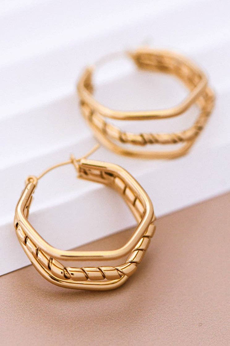 18K Gold Plated Cammy Hoop Earrings