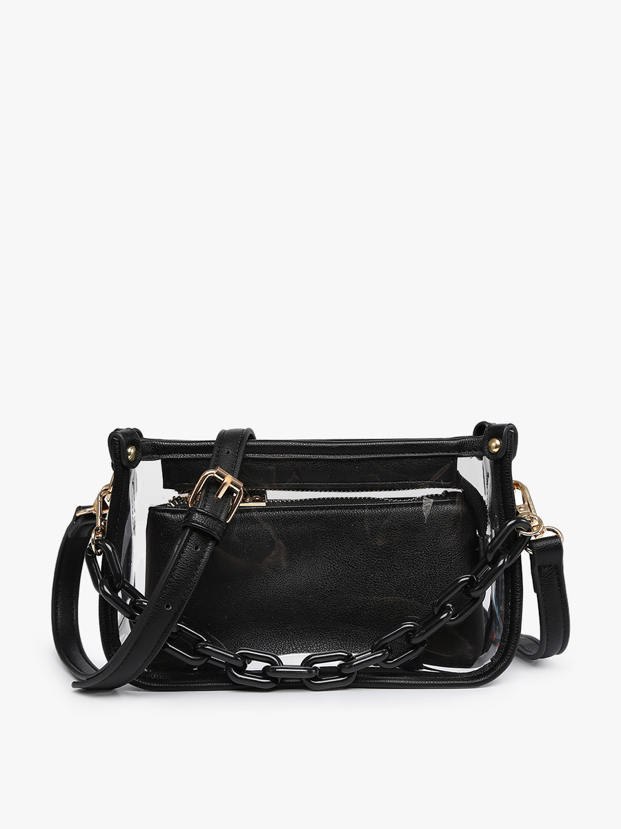 Taupe Jessica Clear Crossbody w/ Chain