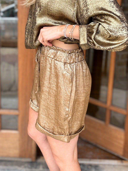 Champagne Tie Elastic Shorts